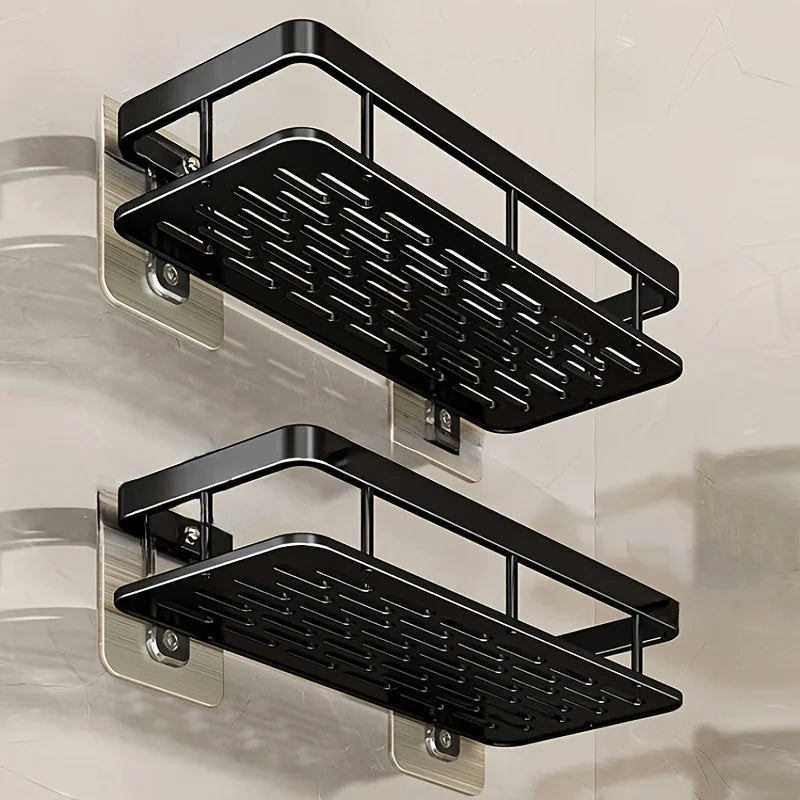 Adhesive bathroom shelf