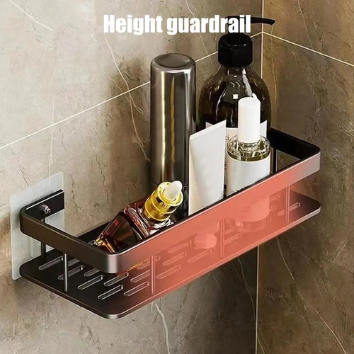 Adhesive bathroom shelf