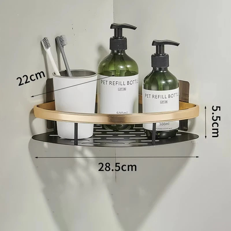 Adhesive bathroom shelf
