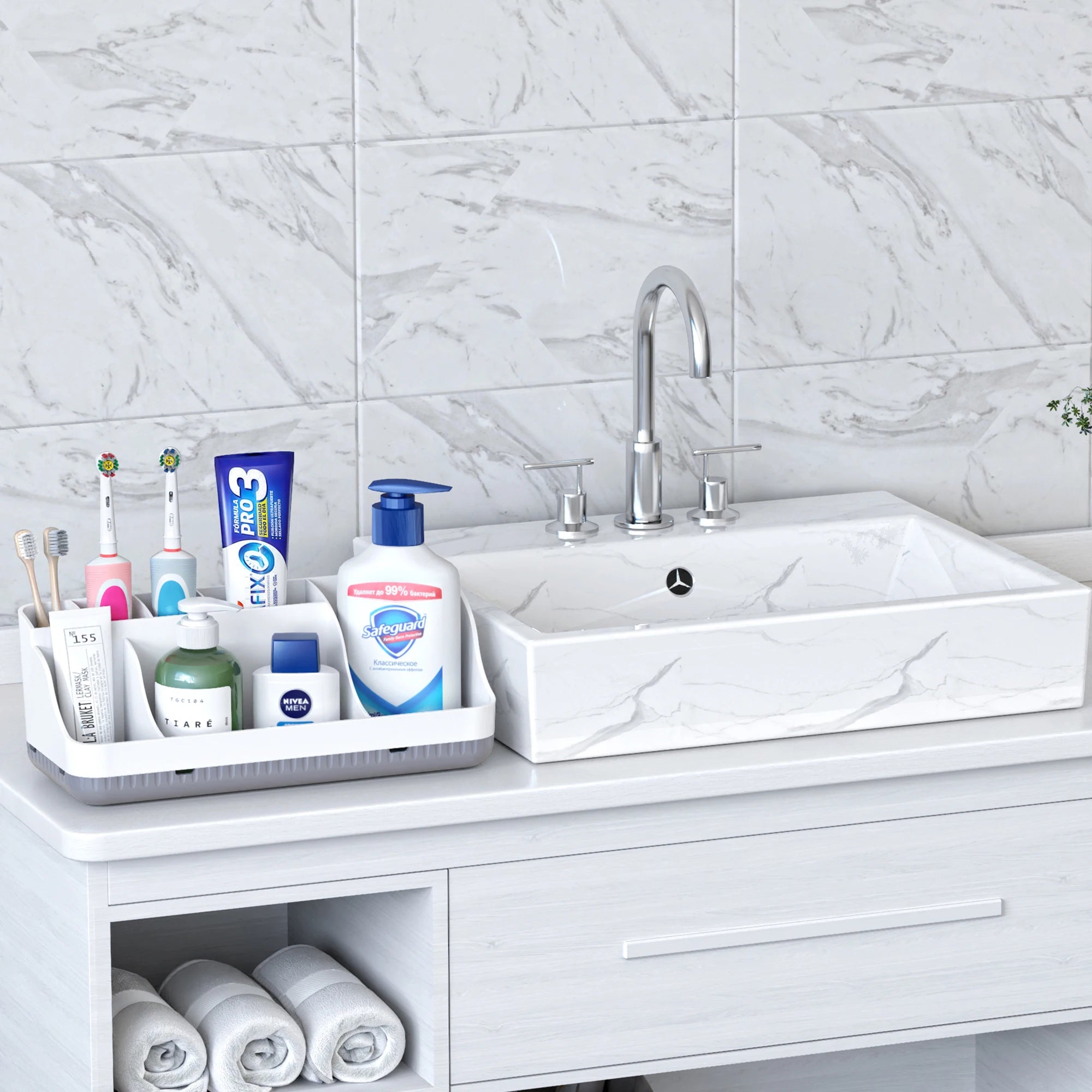Bathroom countertop organizer