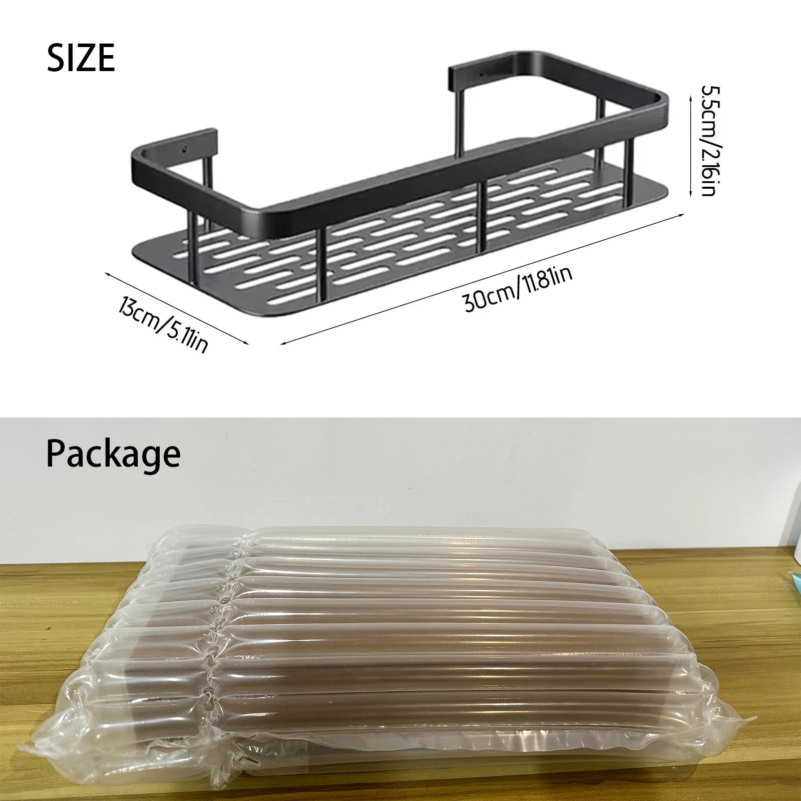 Adhesive bathroom shelf