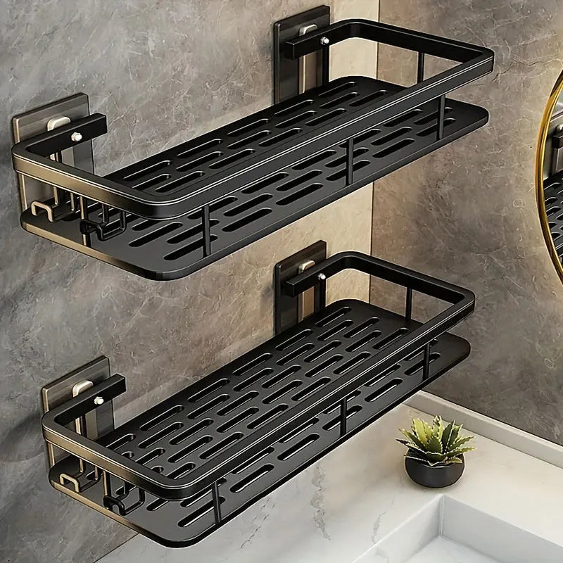 Adhesive bathroom shelf